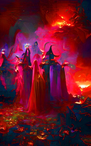 Artes digitais intitulada "A Coven of Witches…" por Mahesh Tolani, Obras de arte originais, Pintura digital