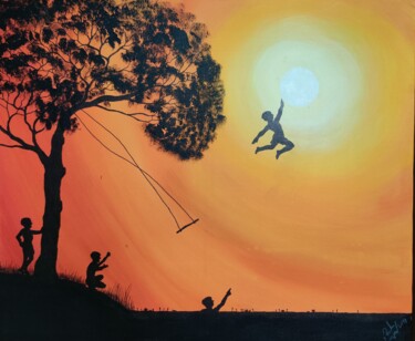 Peinture intitulée "The Blustery Childh…" par Mahfuzur Rahman, Œuvre d'art originale, Acrylique