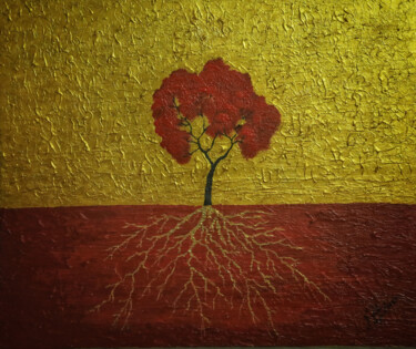 绘画 标题为“Blood Blossom” 由Mahfuzur Rahman, 原创艺术品, 丙烯 安装在木板上