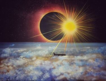 绘画 标题为“Eclipse above the C…” 由Mahfuzur Rahman, 原创艺术品, 丙烯