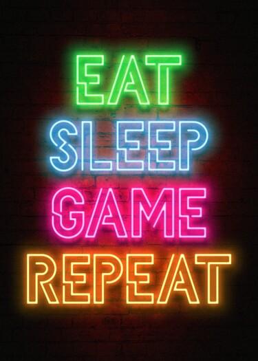 「Eat sleep game repe…」というタイトルのデジタルアーツ Mahmood Maherによって, オリジナルのアートワーク, デジタル絵画