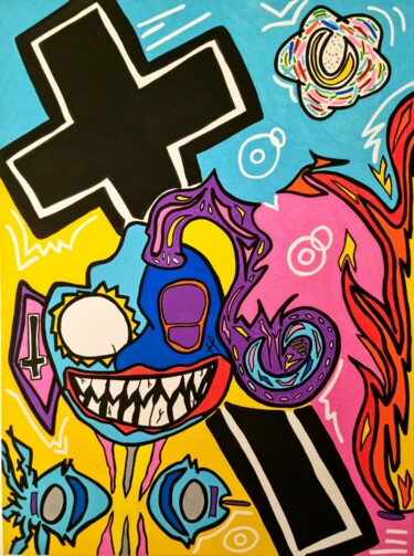 Картина под названием "The Story of Chaos" - Mahrk Gotié, Подлинное произведение искусства, Акрил Установлен на Деревянная р…
