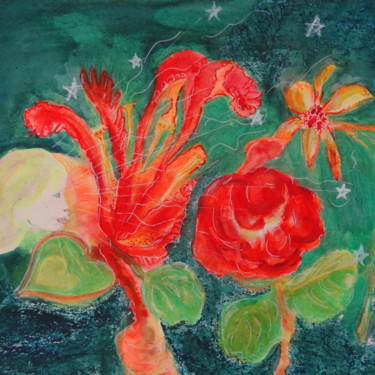 Schilderij getiteld "Désirs de fleurs 2" door Maï Laffargue, Origineel Kunstwerk