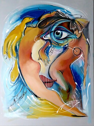 Painting titled "Face the move" by Maia Siradze, Original Artwork, Oil