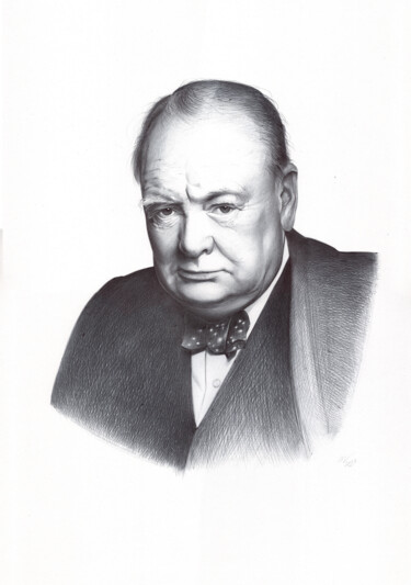 图画 标题为“Winston Churchill (…” 由Daria Maier, 原创艺术品, 圆珠笔