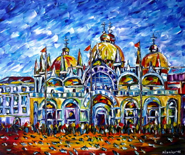 Malerei mit dem Titel "Basilica di San Mar…" von Mirek Kuzniar, Original-Kunstwerk, Öl