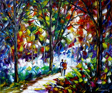 Malerei mit dem Titel "Im bunten Park" von Mirek Kuzniar, Original-Kunstwerk, Öl