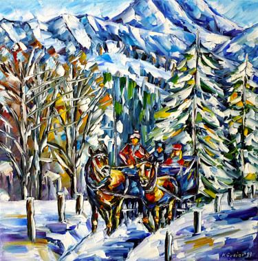 Malerei mit dem Titel "Winter in der Schwe…" von Mirek Kuzniar, Original-Kunstwerk, Öl