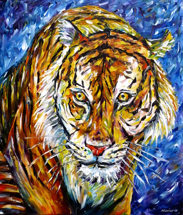 Schilderij getiteld "Sumatra Tiger" door Mirek Kuzniar, Origineel Kunstwerk, Olie