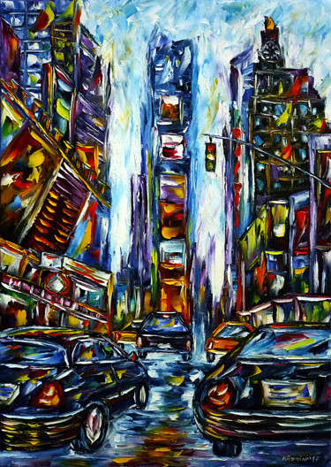 「New York」というタイトルの絵画 Mirek Kuzniarによって, オリジナルのアートワーク, オイル