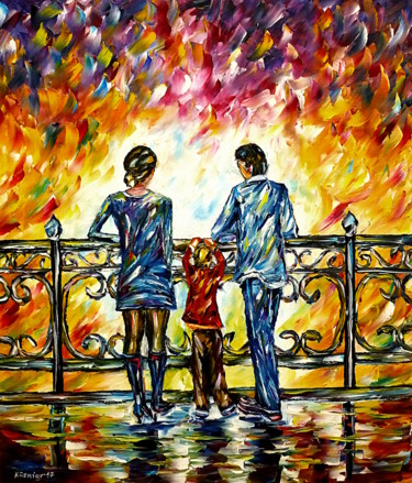 Картина под названием "Familie auf einer B…" - Mirek Kuzniar, Подлинное произведение искусства, Масло