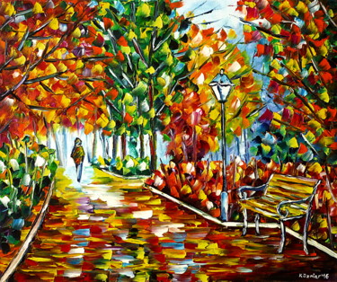 Pintura intitulada "Herbst im Park" por Mirek Kuzniar, Obras de arte originais, Óleo