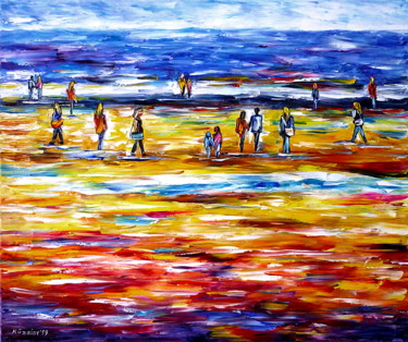 Malerei mit dem Titel "Am Strand" von Mirek Kuzniar, Original-Kunstwerk, Öl