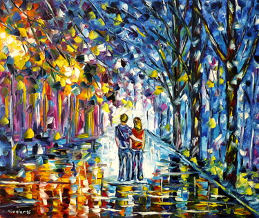 Pittura intitolato "Zu zweit im Park" da Mirek Kuzniar, Opera d'arte originale, Olio