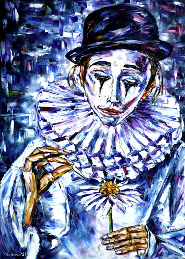 Malerei mit dem Titel "Pierrette" von Mirek Kuzniar, Original-Kunstwerk, Öl
