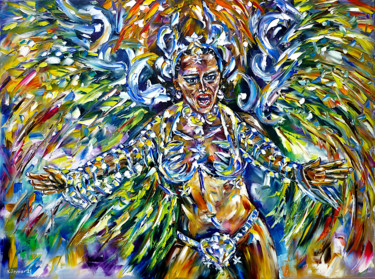 Malerei mit dem Titel "Carnaval do Rio" von Mirek Kuzniar, Original-Kunstwerk, Öl