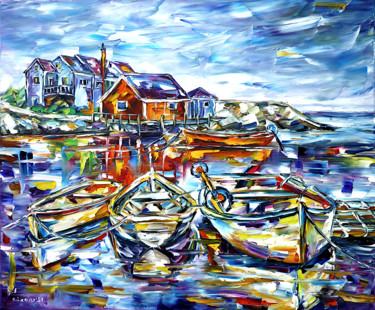 Pintura intitulada "Die Fischerboote vo…" por Mirek Kuzniar, Obras de arte originais, Óleo