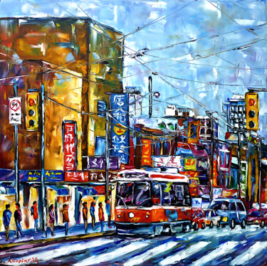 Peinture intitulée "Toronto, Chinatown I" par Mirek Kuzniar, Œuvre d'art originale, Huile