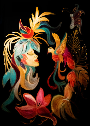 Painting titled "Female Nature" by Mirna Oliveira, Original Artwork, Acrylic