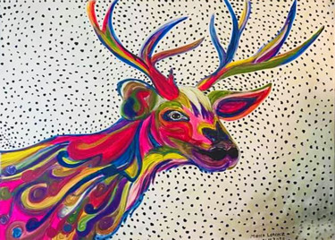 Pittura intitolato "Valais Deer" da Mirna Oliveira, Opera d'arte originale, Acrilico