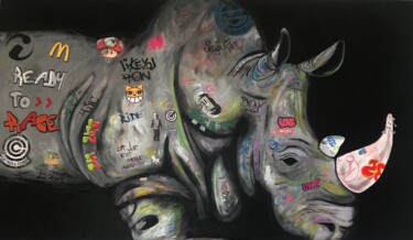 Pittura intitolato "Rhinocéros 3" da Maïlys Painting, Opera d'arte originale, Acrilico