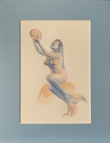 Картина под названием "Русалка" - Татьяна Майорова, Подлинное произведение искусства, Акварель