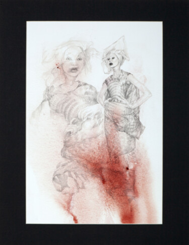 Dessin intitulée "Беспокойство" par Tatiana Maiorova, Œuvre d'art originale, Graphite Monté sur Carton