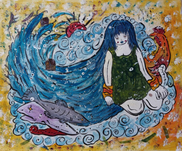 Malerei mit dem Titel "a dream by the river" von Mairon Almeida, Original-Kunstwerk, Acryl