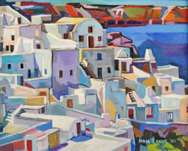 Peinture intitulée "Santorini" par Maja Djokic Mihajlovic, Œuvre d'art originale, Huile