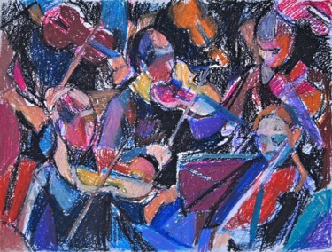 Desenho intitulada "Violinists" por Maja Djokic Mihajlovic, Obras de arte originais, Pastel