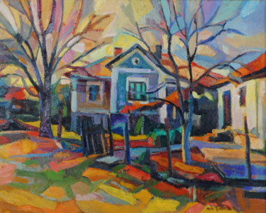 Pintura intitulada "Rustic house II" por Maja Djokic Mihajlovic, Obras de arte originais, Óleo