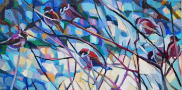 Pittura intitolato "Sparrows" da Maja Djokic Mihajlovic, Opera d'arte originale, Olio