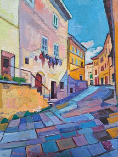 Painting titled "Street in Chiancian…" by Maja Djokic Mihajlovic, Original Artwork, Oil