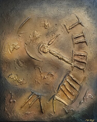 Schilderij getiteld "Die Uhr des Lebens" door Maja Flügel, Origineel Kunstwerk, Acryl