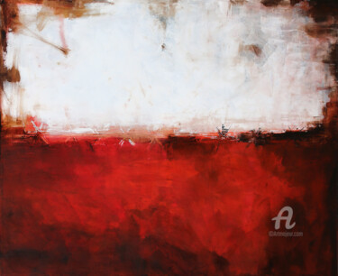 Painting titled "White and red I" by Pracownia Artystyczna Maja Gajewska, Original Artwork, Oil