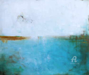 Картина под названием "Turquoise and white…" - Pracownia Artystyczna Maja Gajewska, Подлинное произведение искусства, Масло
