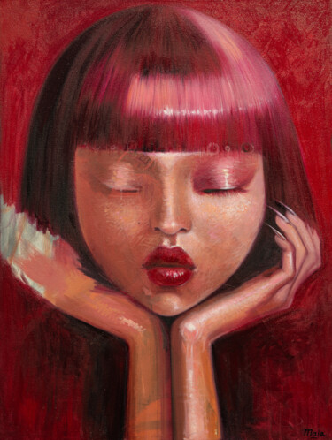 Painting titled "Dreams" by Maja Ovsannikova, Original Artwork, Oil Mounted on Wood Stretcher frame