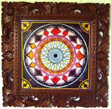 Peinture intitulée "Mandala Roue de For…" par C.Majal, Œuvre d'art originale, Huile