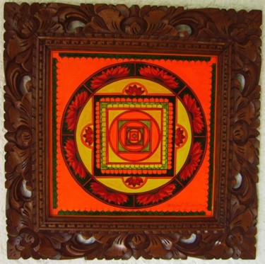 Peinture intitulée "Mandala 8 Lotus" par C.Majal, Œuvre d'art originale, Huile