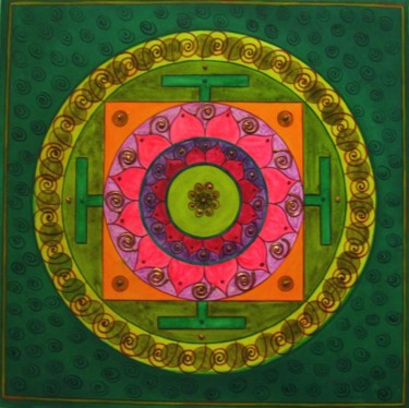 Peinture intitulée "Mandala de la Rose…" par C.Majal, Œuvre d'art originale, Huile