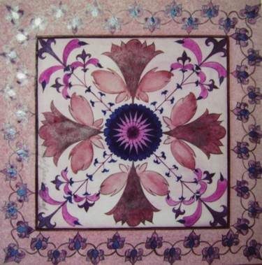 Peinture intitulée "Mandala Floral" par C.Majal, Œuvre d'art originale, Huile