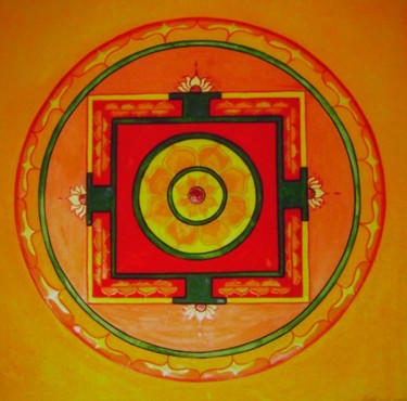 Peinture intitulée "Mandala Lotus Blancs" par C.Majal, Œuvre d'art originale, Huile