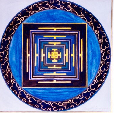Peinture intitulée "Mandala OM" par C.Majal, Œuvre d'art originale, Huile