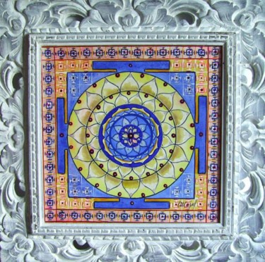 Peinture intitulée "Mandala-Roue-dOr" par C.Majal, Œuvre d'art originale, Huile