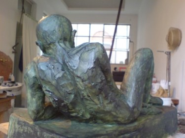 Sculpture titled "man reading" by Majd, Original Artwork, Casting