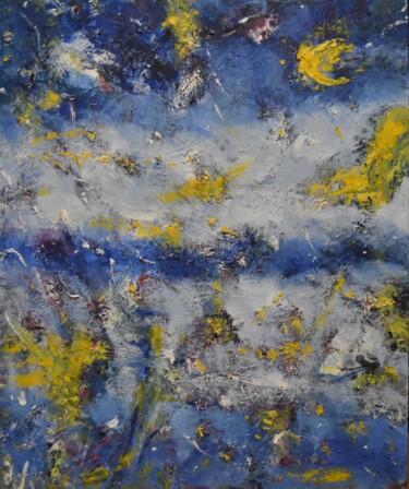 Malarstwo zatytułowany „Reflection of Blue…” autorstwa Maka Kvartskhava (Stillwhite), Oryginalna praca, Olej