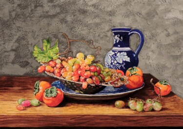 Malerei mit dem Titel "Натюрморт с фруктам…" von Maksim Fedkin, Original-Kunstwerk, Aquarell