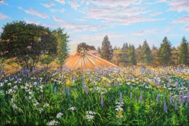 Картина под названием "Рассвет на лугу" - Максим Федькин, Подлинное произведение искусства, Масло