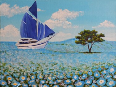 Pintura intitulada "Синие паруса,море ц…" por Maksim Fedkin, Obras de arte originais, Óleo