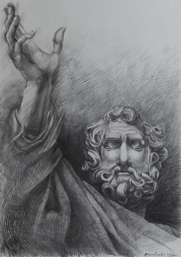 Dessin intitulée "Moses" par Maksym Kulikov, Œuvre d'art originale, Graphite